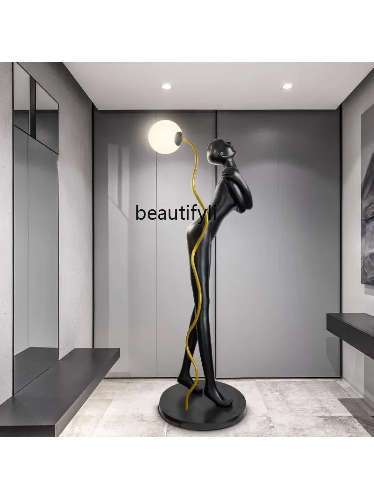 Creative Human-Shaped Art Sculpture Floor Lamp Exhibition Hall Shopping Mall Club Large FRP Figure Decoration