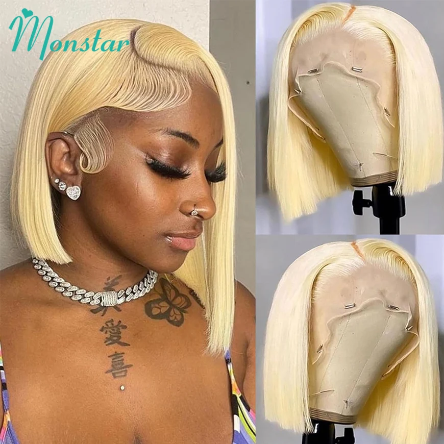 613 Blonde Color Bob Hair Wig 13x6 Lace Frontal Wig Pre Plucked 13x4 Lace Front Wig Brazilian Straight Human Hair Wigs for Women