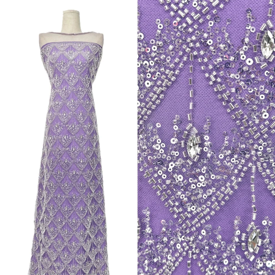 

2026 High-Quality Heavy African Beads Lace Fabric Nigerian Groom Sequins Lace for Wedding Party Dresses