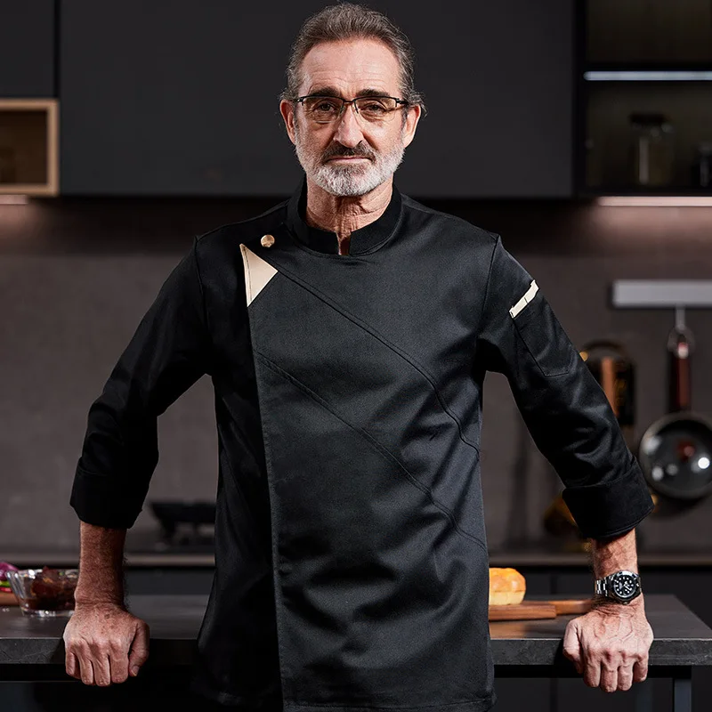 

Униформа повара с длинными рукавами для осени и зимы, подходит для работы в отелях, пекарнях, кейтеринге, на кухне и для поваров западных ресторанов.