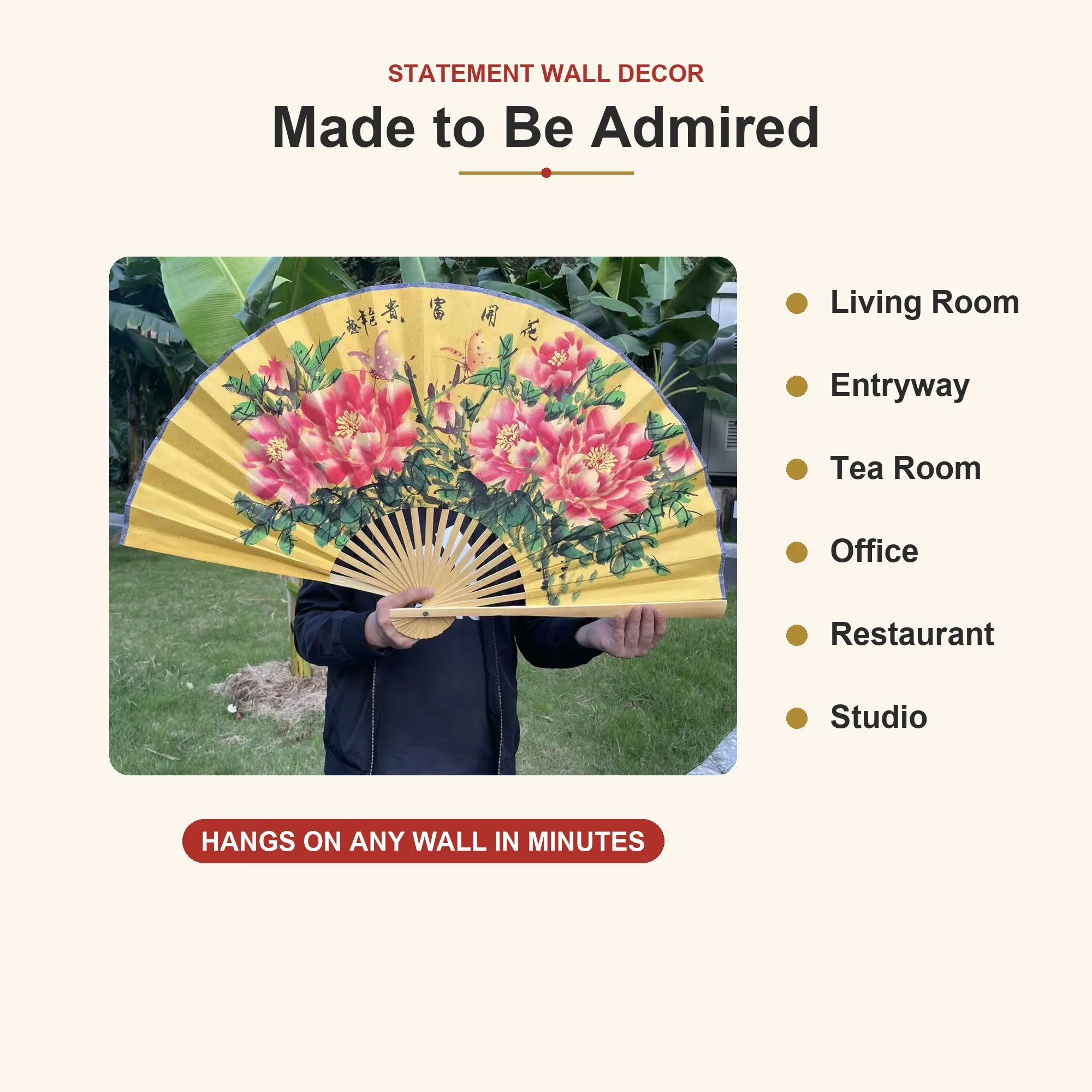 Made of Chinese Xuan paper, hand-painted by artists, each one unique, used for wall, living room, bedroom decoration