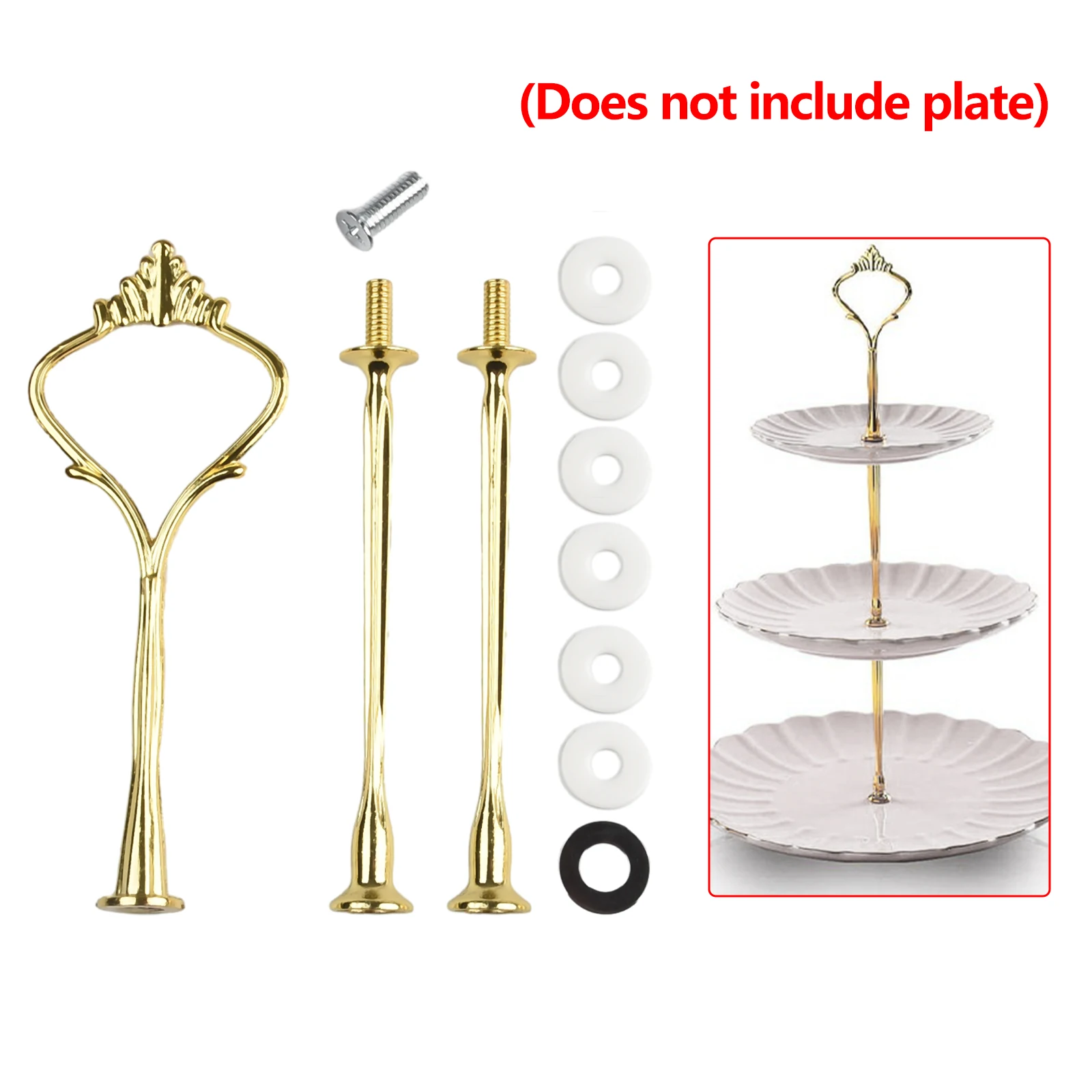 2/3 Tier Cake Stand Afternoon Tea Wedding Plates Party Tableware Golden/Silver Tier Cake Plate Stand Cupcake No Plate Zinc Alloy