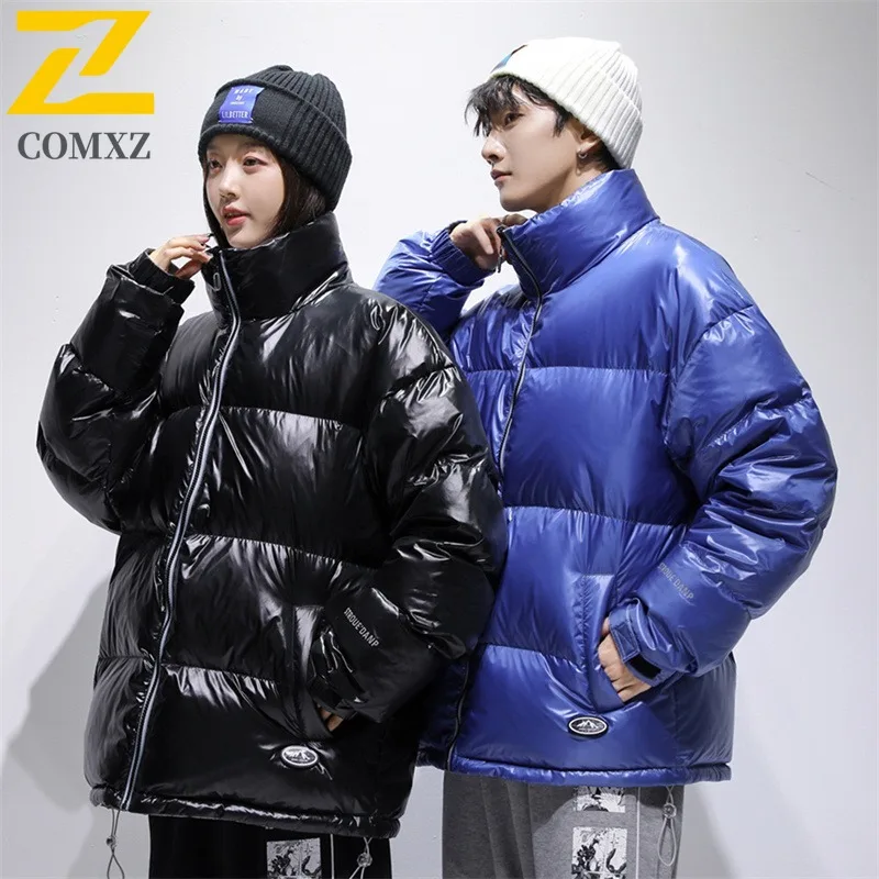 COMXZ White Duck Down Jacket Gradient Color Trendy Thick Warm Skiing Puffer Jacket Snowy Windproof Winter Jacket Men's Clothing
