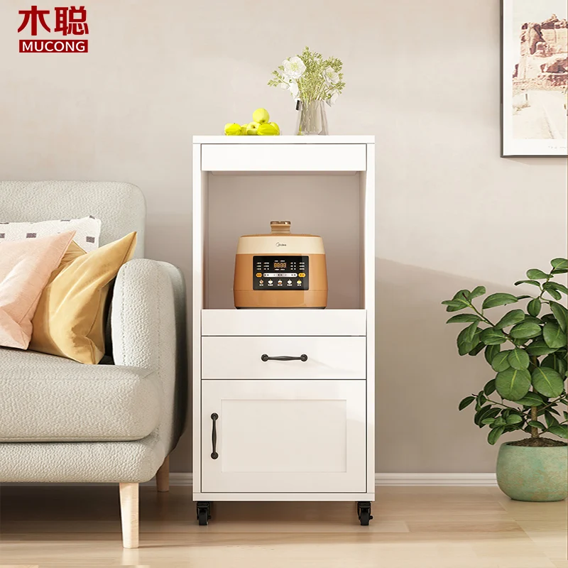 

Cream Wind Movable Sofa Side Cabinet Dining Side Cabinet Crack Locker Household Appliance Locker 8G296
