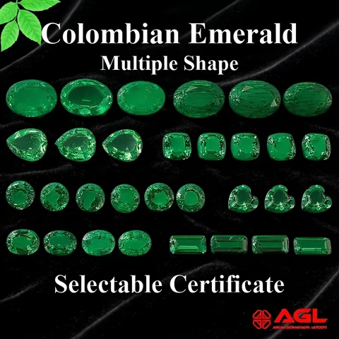 New Lab Grown Colombian Emerald Stone High Quality Multiple Shapes Certificate Available Hydrothermal Hand Cutting