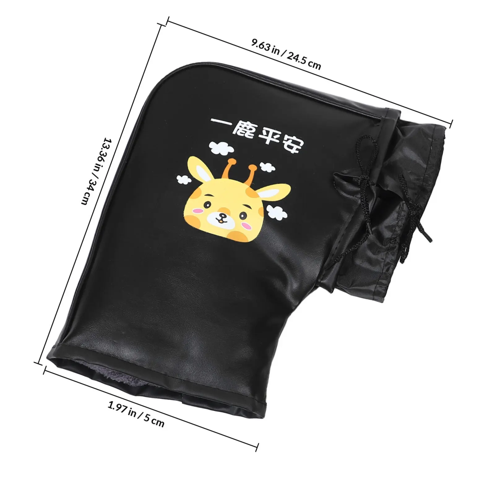 1Pair Motorcycle Handlebar Cover Warm Windproof Waterproof PU Winter Fleece Lining for Atv Scooter Snowmobile Riding