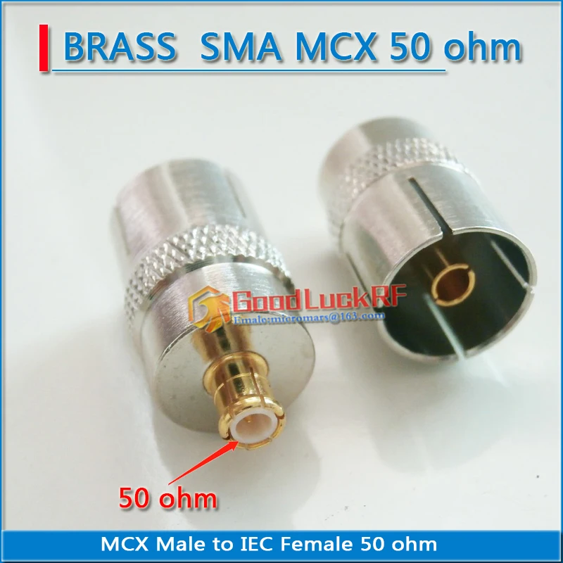 75 ohm 50 ohm MCX To IEC DVB-T TV PAL Connector Socket MCX Male to IEC Female Plug  Brass Straight Coaxial RF Adapters