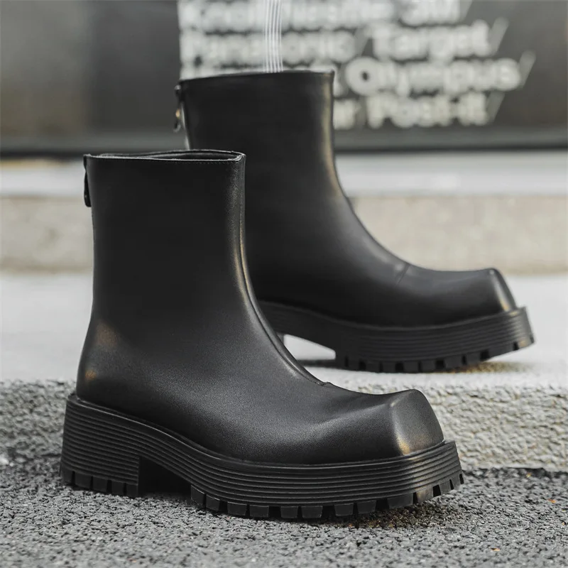 

Мужские модные ботинки челси большого размера в стиле панк-рок, дизайнерские туфли с квадратным носком, ковбойские осенне-зимние ботинки на платформе, кожаные ботинки