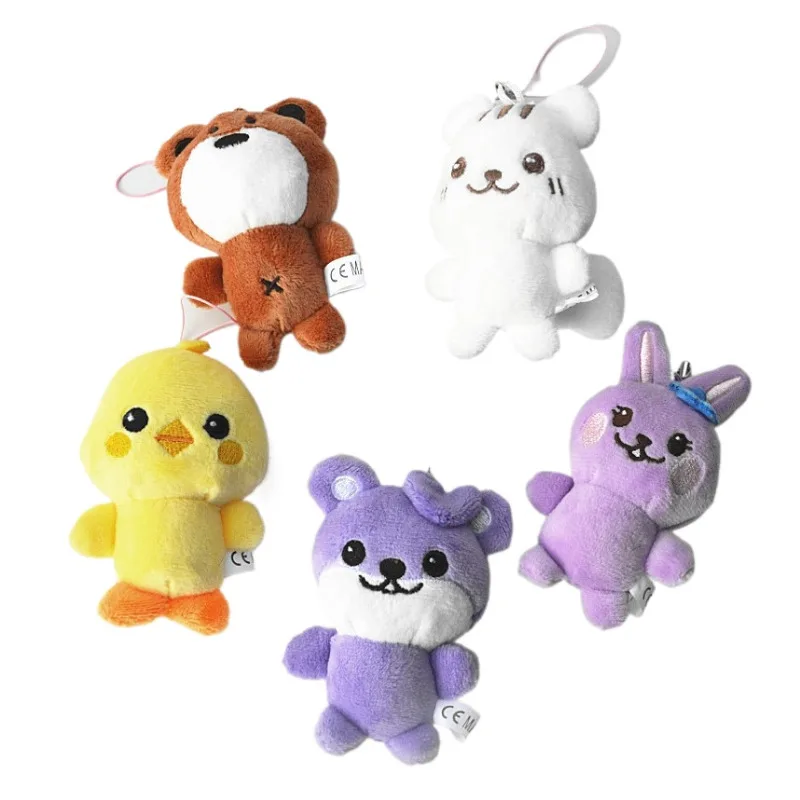 New Kpop Purple Rabbit Bear Plush Keychain Q Styles Small Keychains Key Rings Bag Pendants Fans Gifts 10*5CM