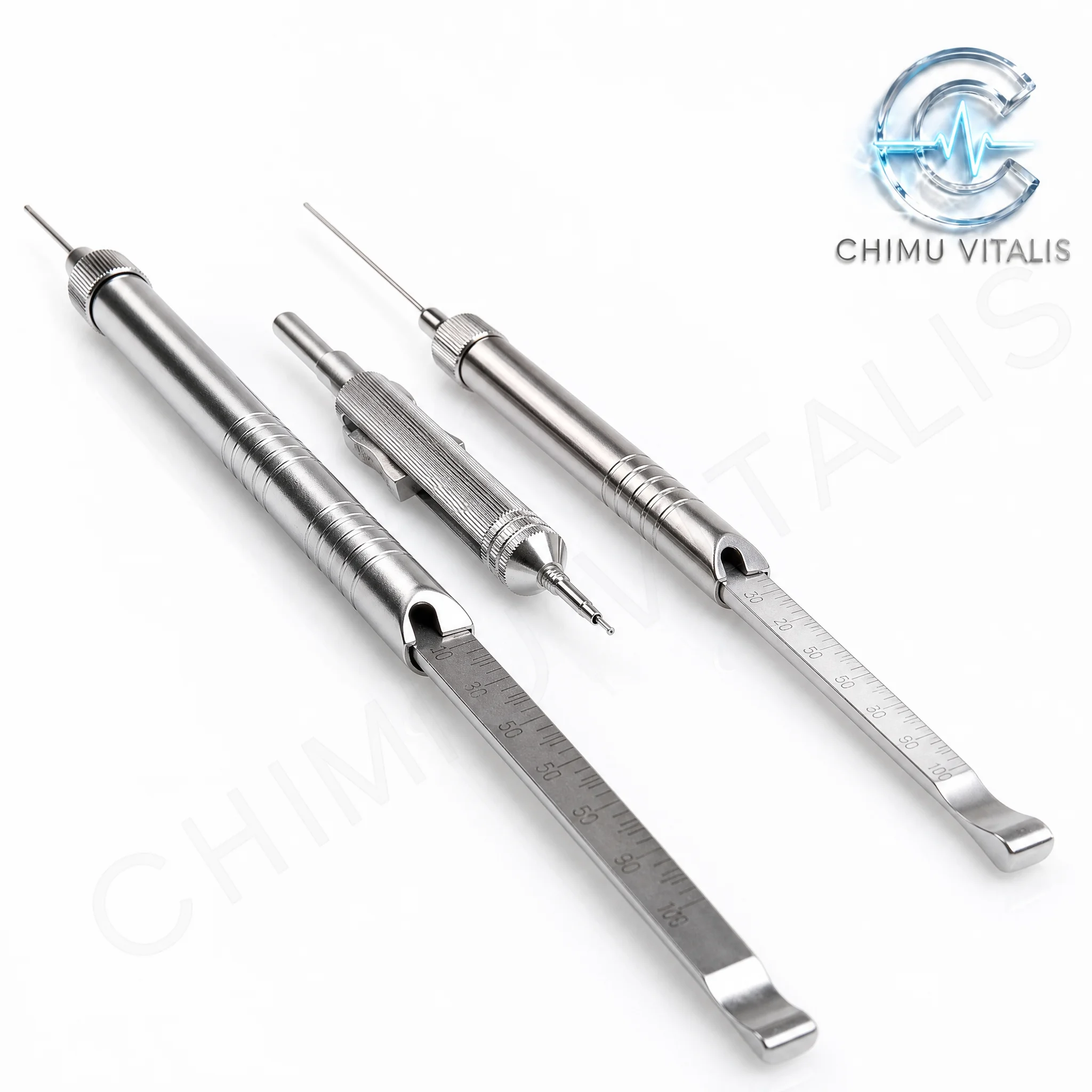 【CHIMU VITALIS】Veterinary Screw Depth Gauge Stainless Steel Measurement Caliper 20mm 60mm 100mm Pet Clinic Fixation Tool