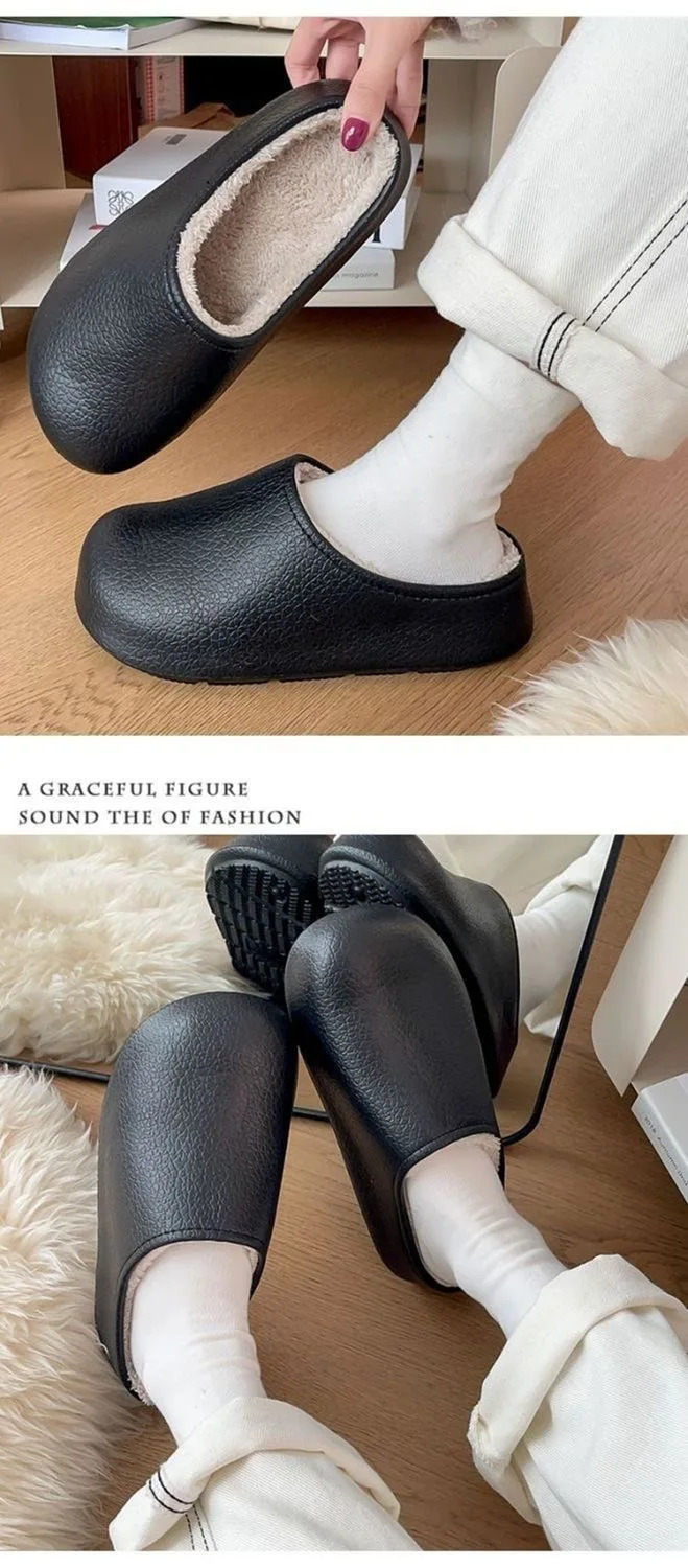 Damen Eva Wasserdichte Winter-Hausschuhe, Bequeme Fleece-gefütterte Outdoor- und Indoor-Baumwollschuhe, Weiche Plüsch-Antirutsch-Warmes Schuhwerk – Detail 3