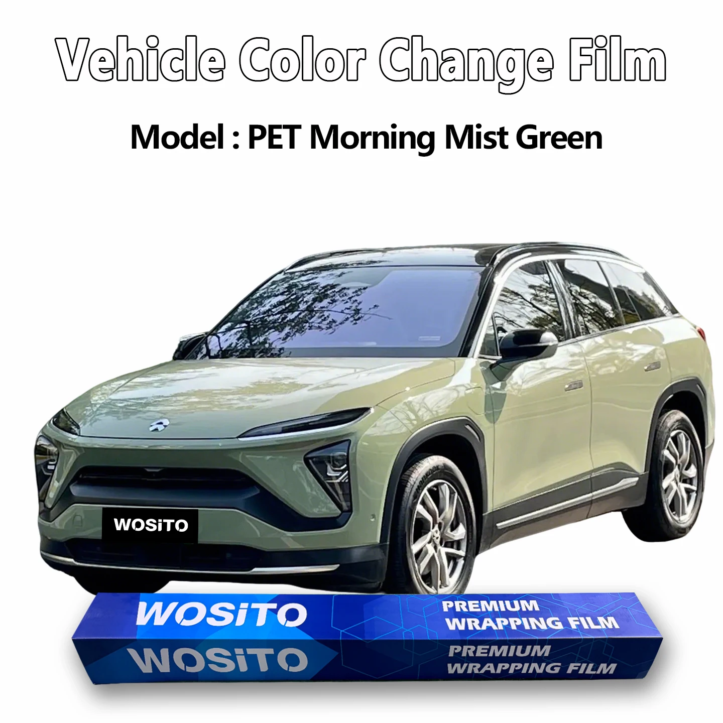 PET morning mist green detachable car color changing vinyl film, self-adhesive car body film, factory wholesale car film