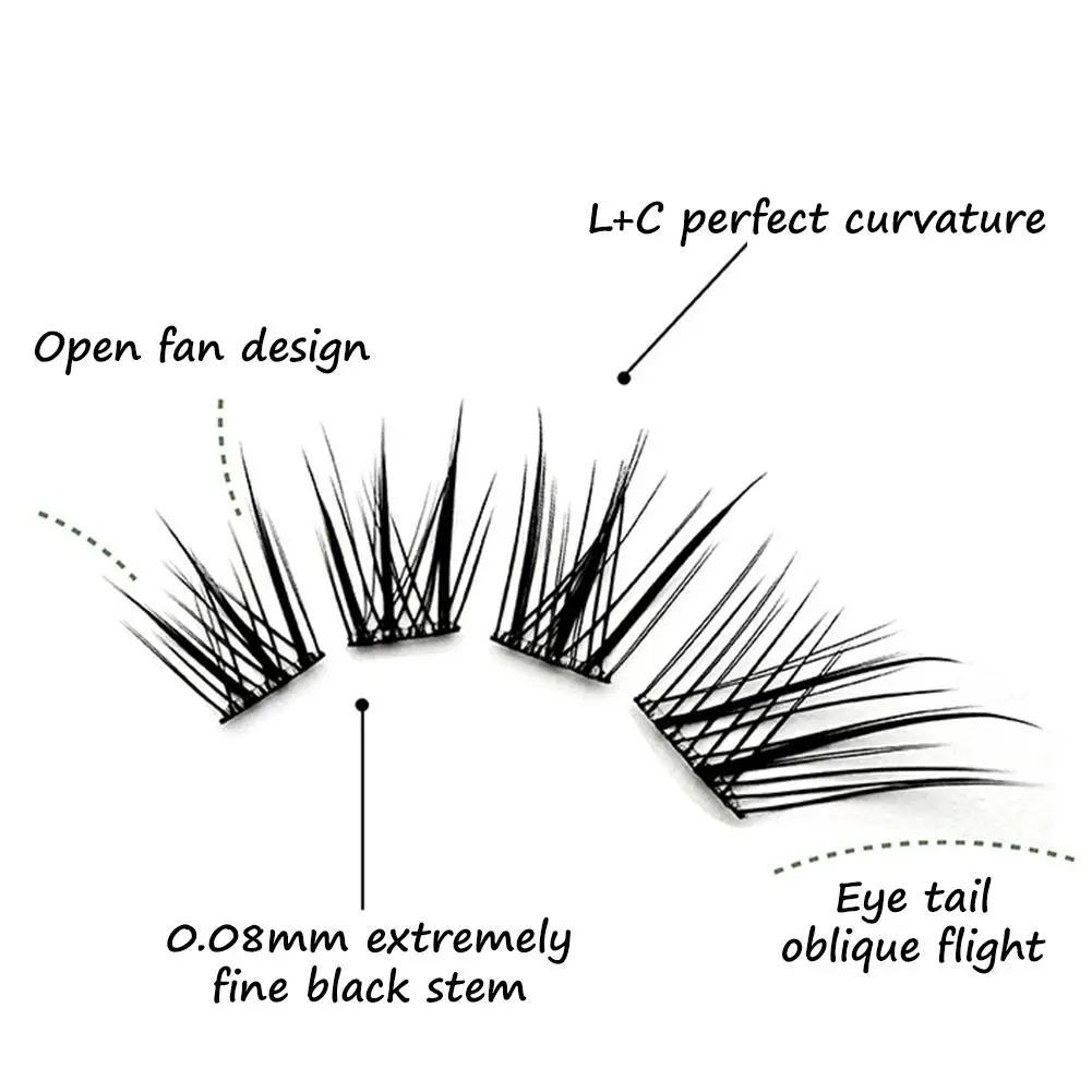 Cílios postiços sem cola, cílios de raposa, estilo chinês, grosso, natural, ampliar seus olhos, cluster único, ferramenta de maquiagem