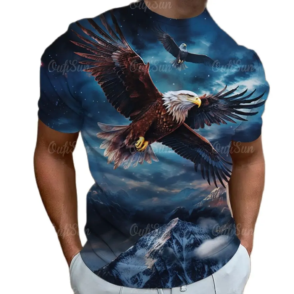 Fashion Summer Eagle And Flame Phoenix Animal 3d Printed T Shirt For Men\'s T Shirt O\'neck Short Sleeve Oversized T-shirt Top Hot