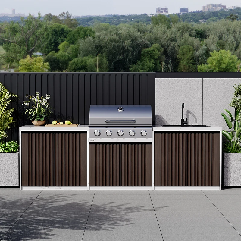 

Outdoor courtyard barbecue table Aluminum alloy operating table Integrated washing table