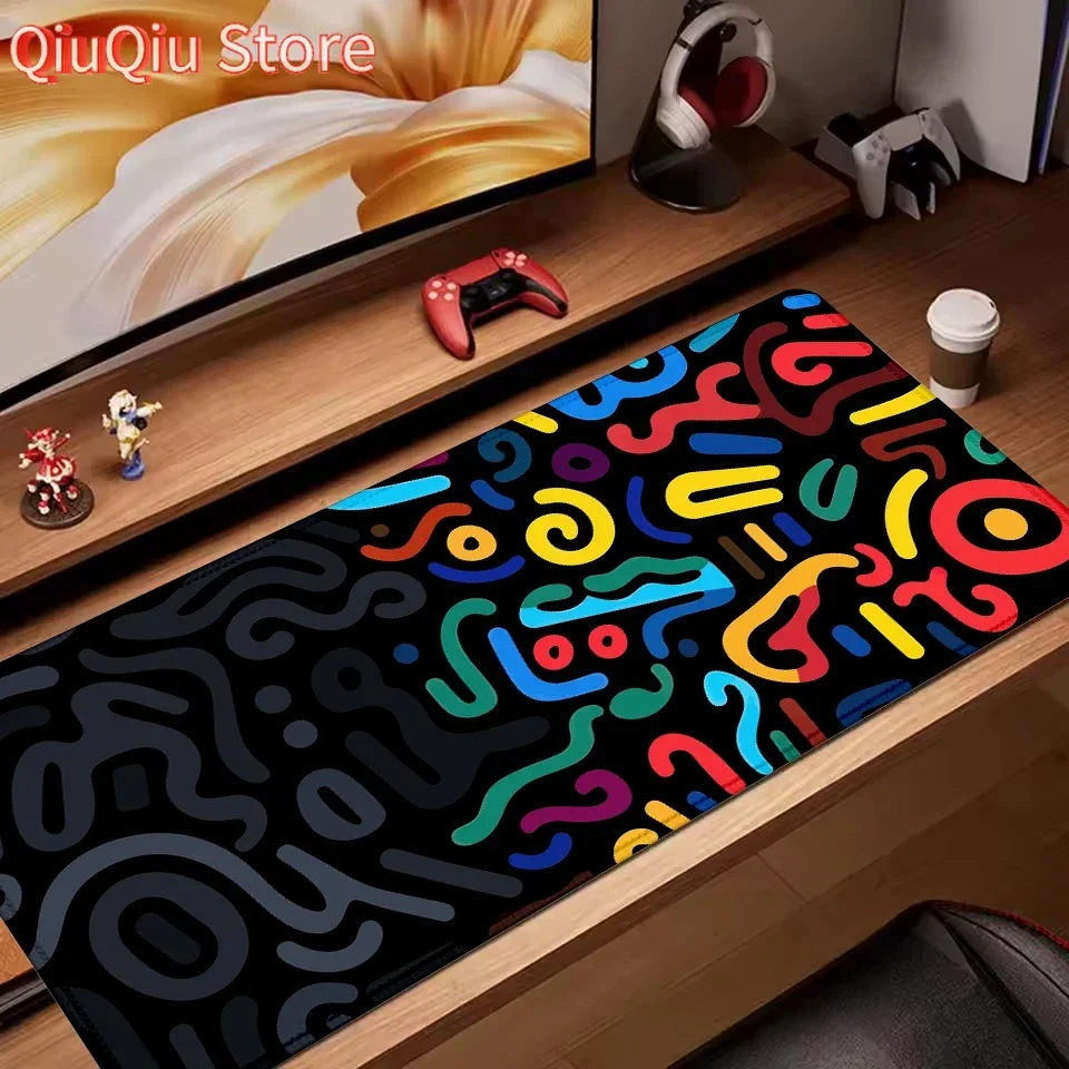 Block Stacking Artistic Minimal Mouse pad large Black 400X900 PC Computer Keyboard XXL Desk mat Office interior accessories rug