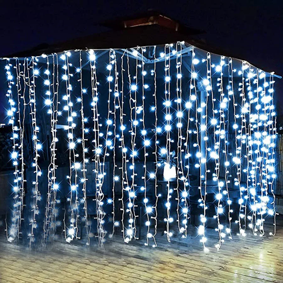 

3x1/3x3/3x6M LED Curtain Fairy Lights with Remote Christmas Icicle Light Outdoor Window Curtain String Light for Wall Decor