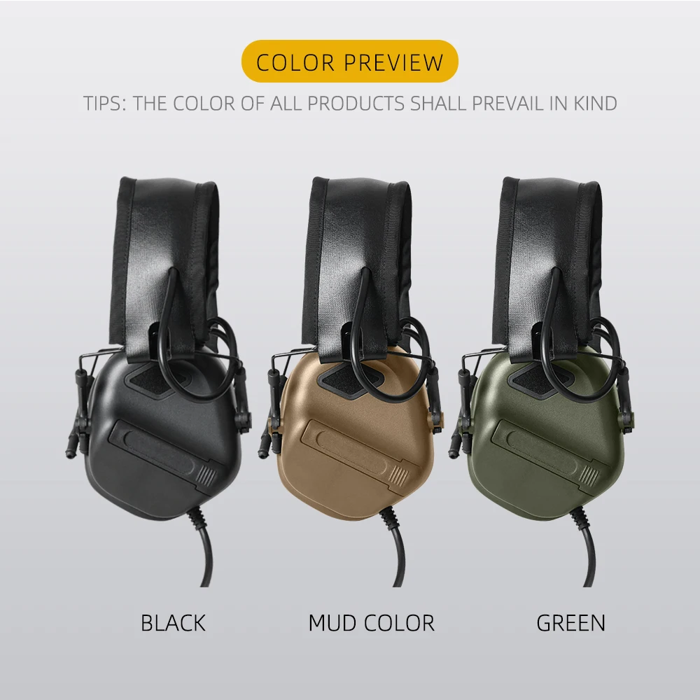 BOOIU التكتيكية خوذة غطاء للأذنين للطي اطلاق النار غطاء للأذنين لا الحد من الضوضاء 3.5 مللي متر واجهة ربط الهاتف المحمول سماعات نشطة