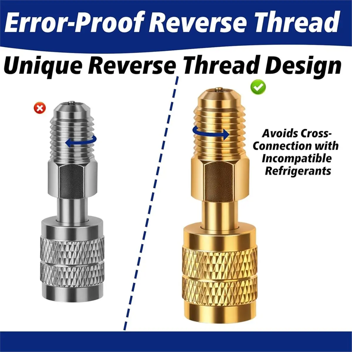 Utility Design 2-Pack R32 R454B Refrigerant Brass Adapter, 1/4