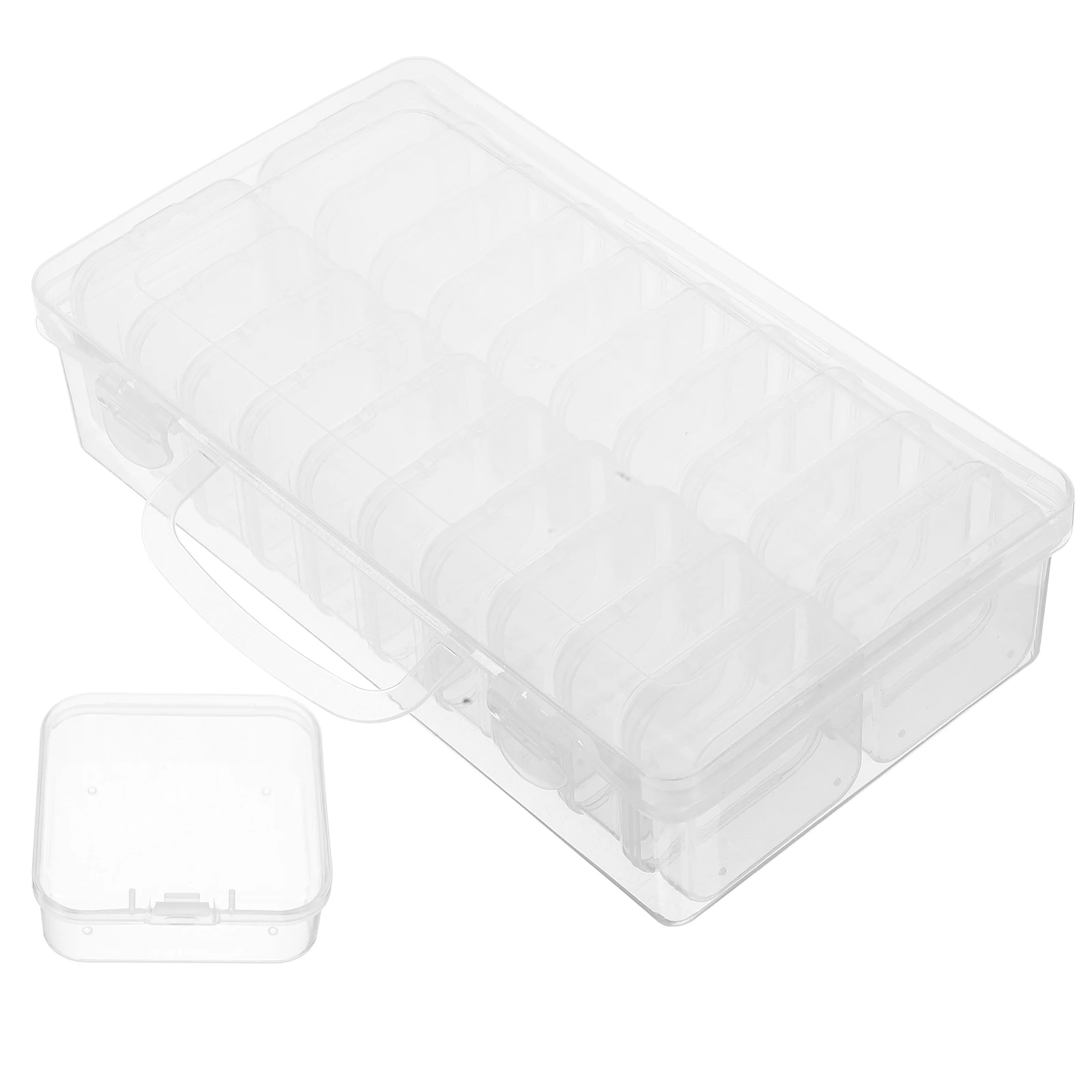 

Large Transparent Storage Box Handle Portable ganizer for Crafts Stationery Jewelry Seed Clear Container Bins Holder Case
