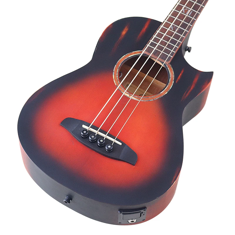 4 Strings Mini Electric Acoustic Bass Guitar 34 Inch 628MM Scale Cutaway Design Folk Guitar With Small Flaw