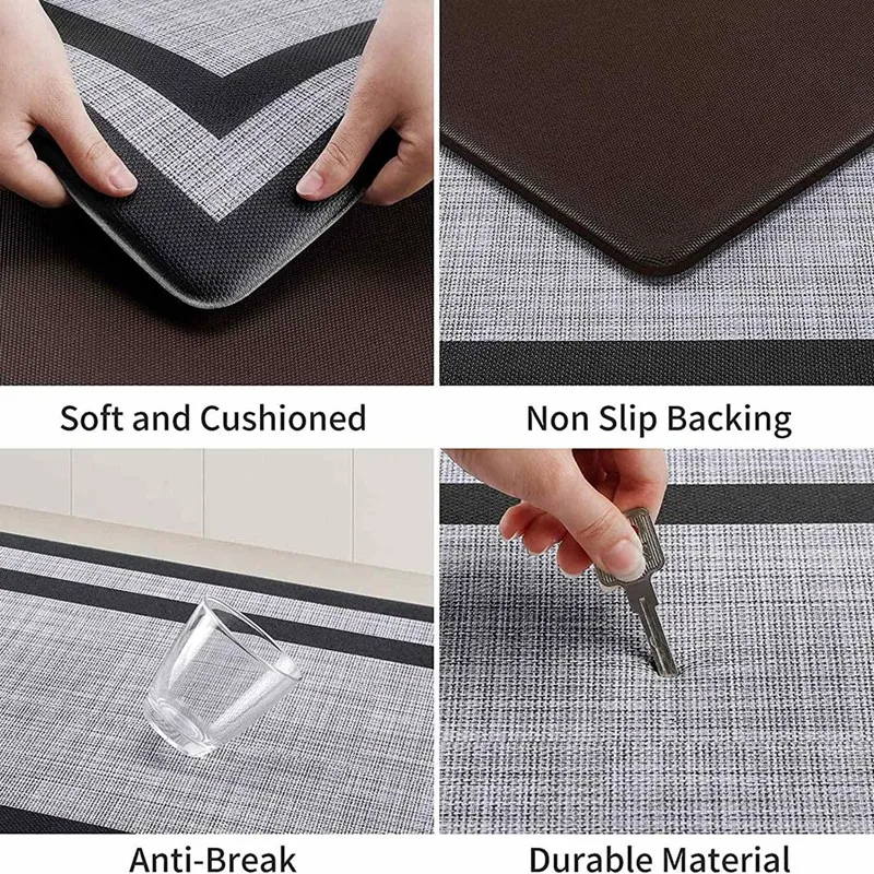 Anti-Fatigue And Anti-Skid Mats For Kitchen Floor Mats, Household Oil-Proof And Floor-Free Durable Black