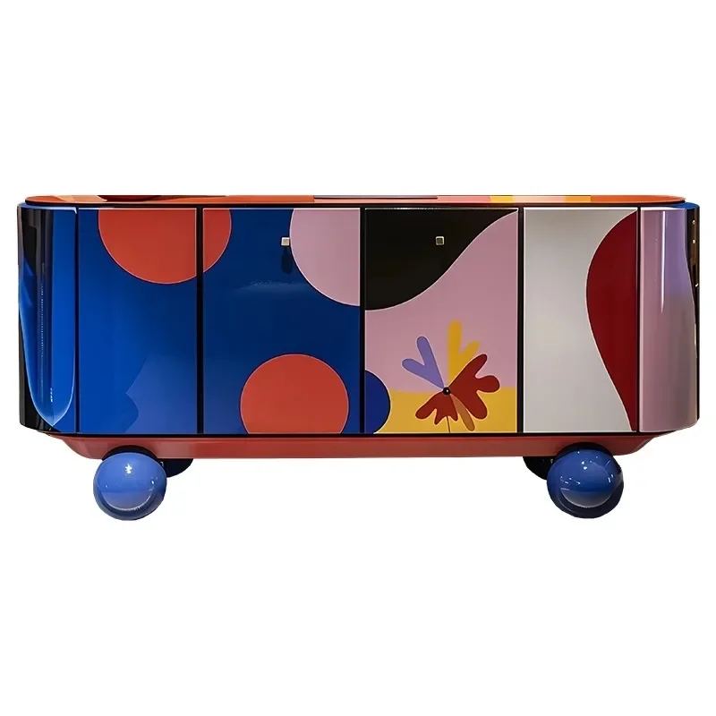 Dopamine painted side cabinet, creative high-end modern, aesthetic decorative storage cabinet
