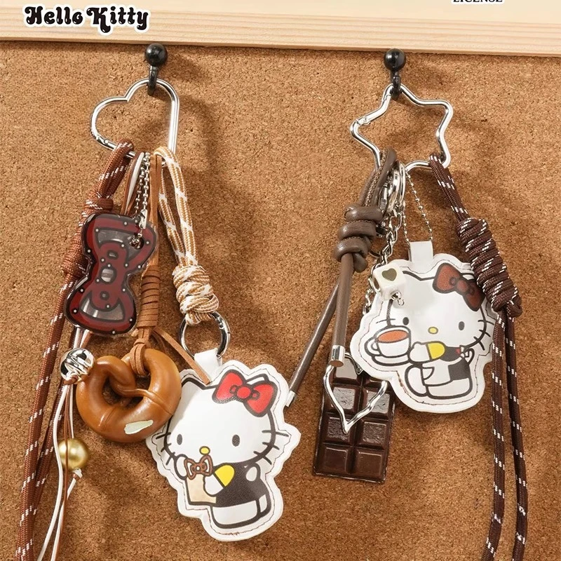 

Sanrio Hello Kitty Brown Winter Keychain Cute Christmas Gift for Women Girls Japanese Kawaii Alloy Charm Holiday Accessories