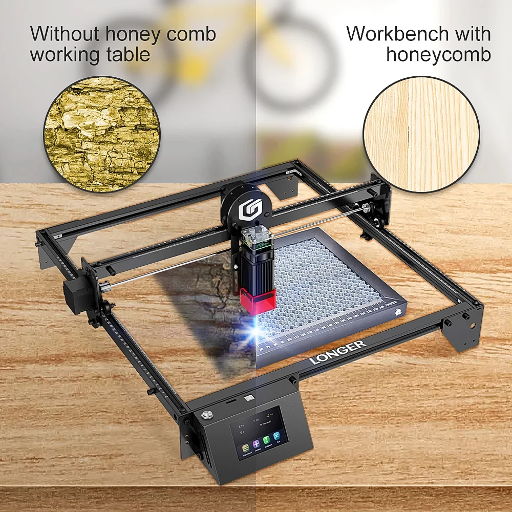 RAY5 10W macchina per incisione LASER controllo Wifi a fuoco rapido insieme a pannello a nido d\'ape da 500mm(19.69 pollici) e piedi più alti