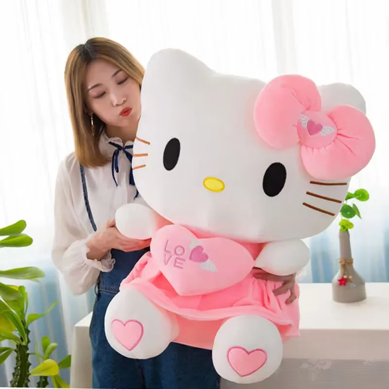 20-70cm duży rozmiar Sanrio pluszowy Hello Kitty pluszowy wystrój pokoju pluszak Sanrio lalki witaj kotek wypchane zwierzę zabawka Ragdoll prezent dla dzieci