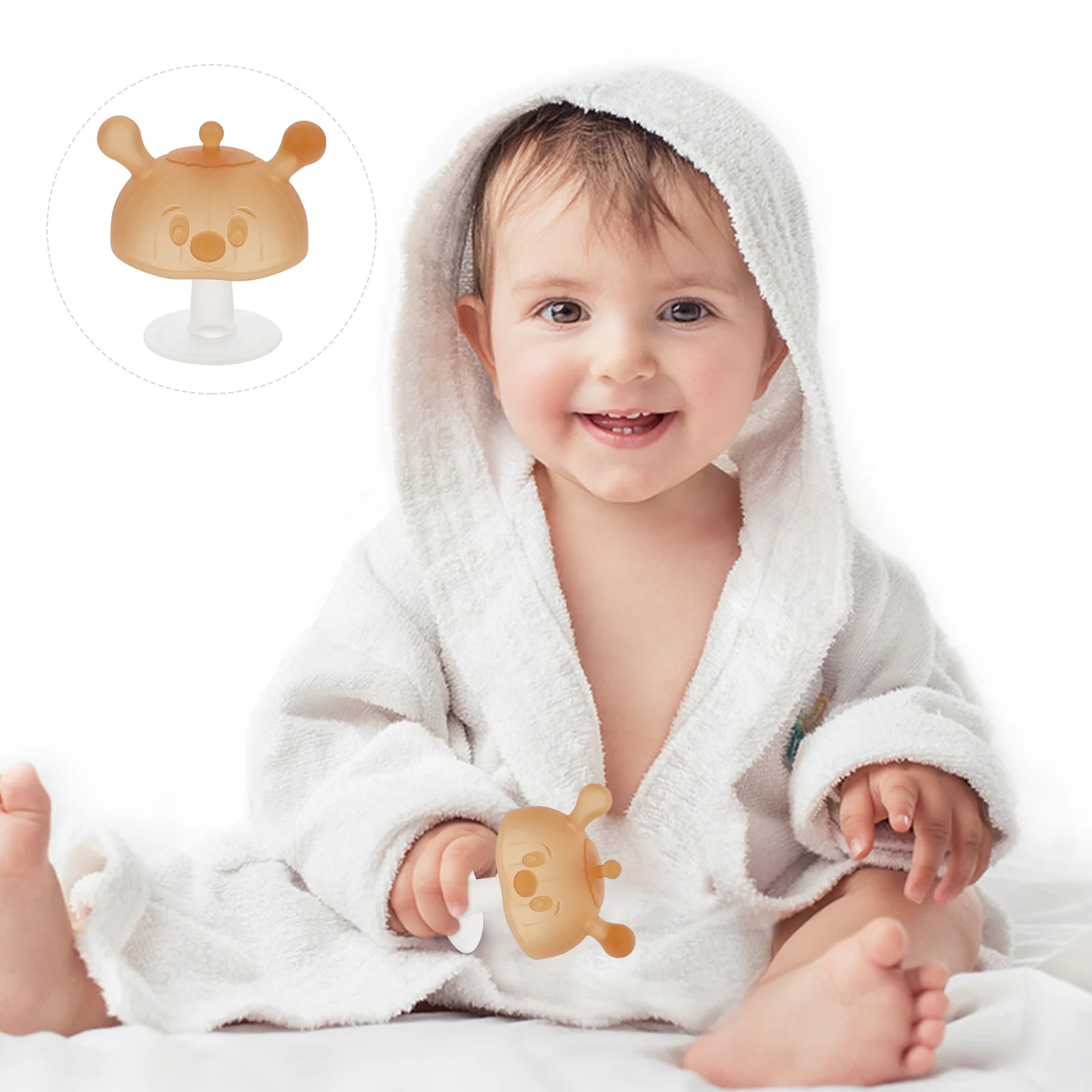 

Mushroom Baby Silicone Teether Compact Design Suction Cup Portable Infant Gum Teether Newborn Toddler Gift Infant Teething Toy