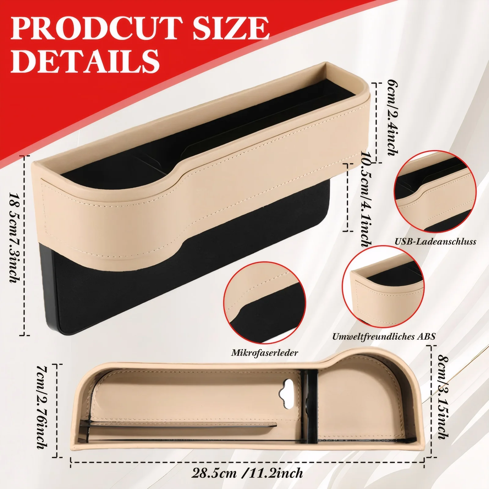 2piece Universal Car Seat Gap Storage Box Car Clutter-free Easy To Install Seat Gap Car Storage Box