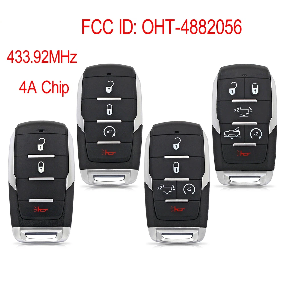 

FCC ID: OHT-4dge882056 3/4/5/6 кнопок Smart Prox дистанционный ключ с чипом 433,92 МГц 4A для пикапа Do Ram 1500 2019 2020 брелок