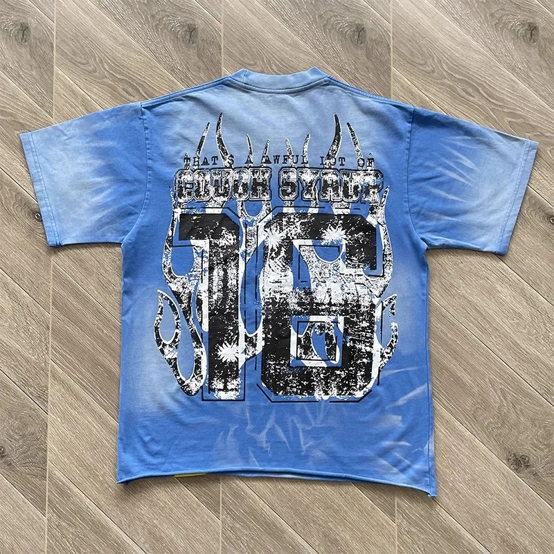 

That's A Awful Lot of Cough Syrup Flame Digit 16 Print T Shirt Men Women Pink Blue High Quality Loose Washed Do Old T-shirt