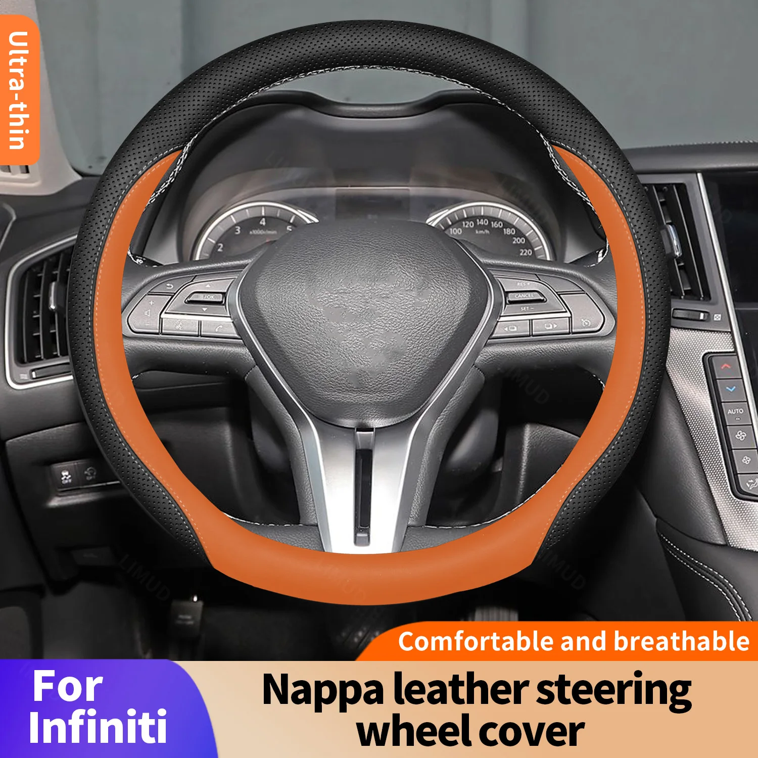 

For Infiniti QX50 QX60 QX55 QX80 Q50L Q70 Q60 car steering wheel cover Nappa leather easy to install automotive parts anti slip