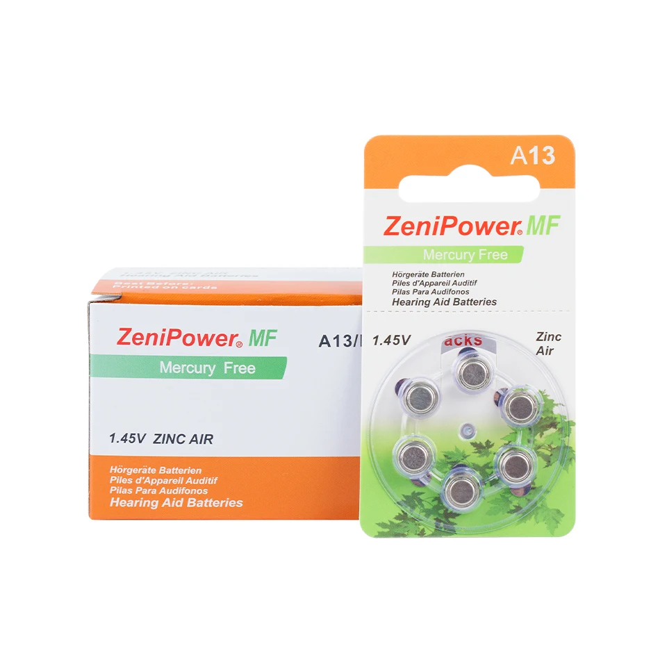 60pcs/Box Hearing Aid Battery A13 13A 13 P13 PR48 Zenipower Zinc Air Batteries