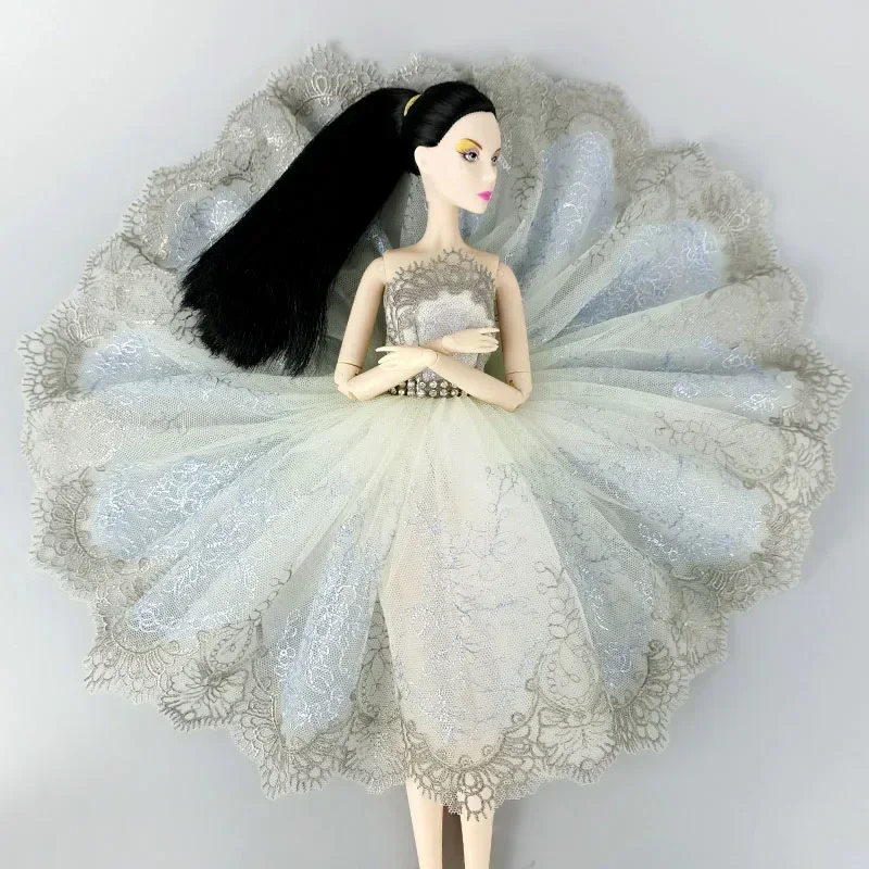 Vestido de Ballet elegante para muñeca Barbie, accesorios para muñecas, ropa de baile con diamantes de imitación, falda de 3 capas, vestido de