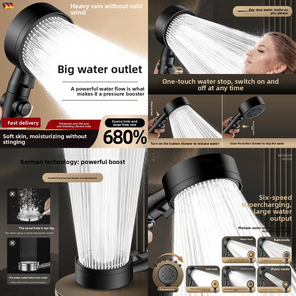 

High Pressure Shower Head Set with Large Hole Design for Enhanced Water Flow Handheld Rainfall Shower Spray Nozzle for