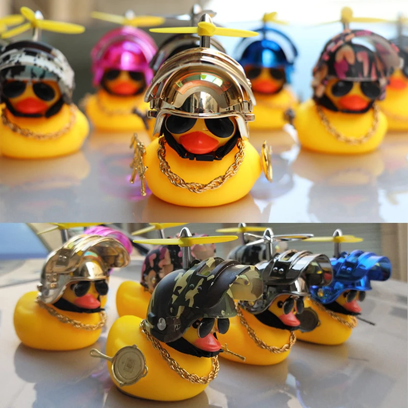 Motor Accessories Yellow Duck with Helmet for Bike Auto Car Accessories Tertiary Helmet Duck Car Ornaments Interior Decoration