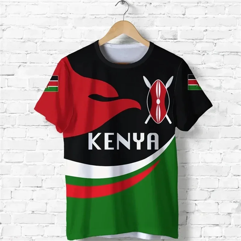 3D Kenya National IndependenceDay Printed T Shirt The Republic-of Kenya Emblem Falg Graphic Short Sleeves Vintage Tee Shirts Top