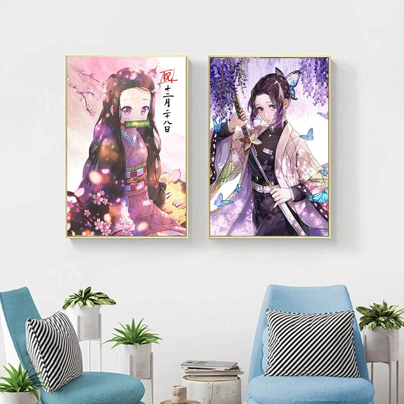 شيطان القاتل الكلاسيكية قماش اللوحة ، أنيمي شخصية المشارك ، HD جدار الفن ، صورة للمنزل الحديث ، غرفة الأطفال الديكور #5