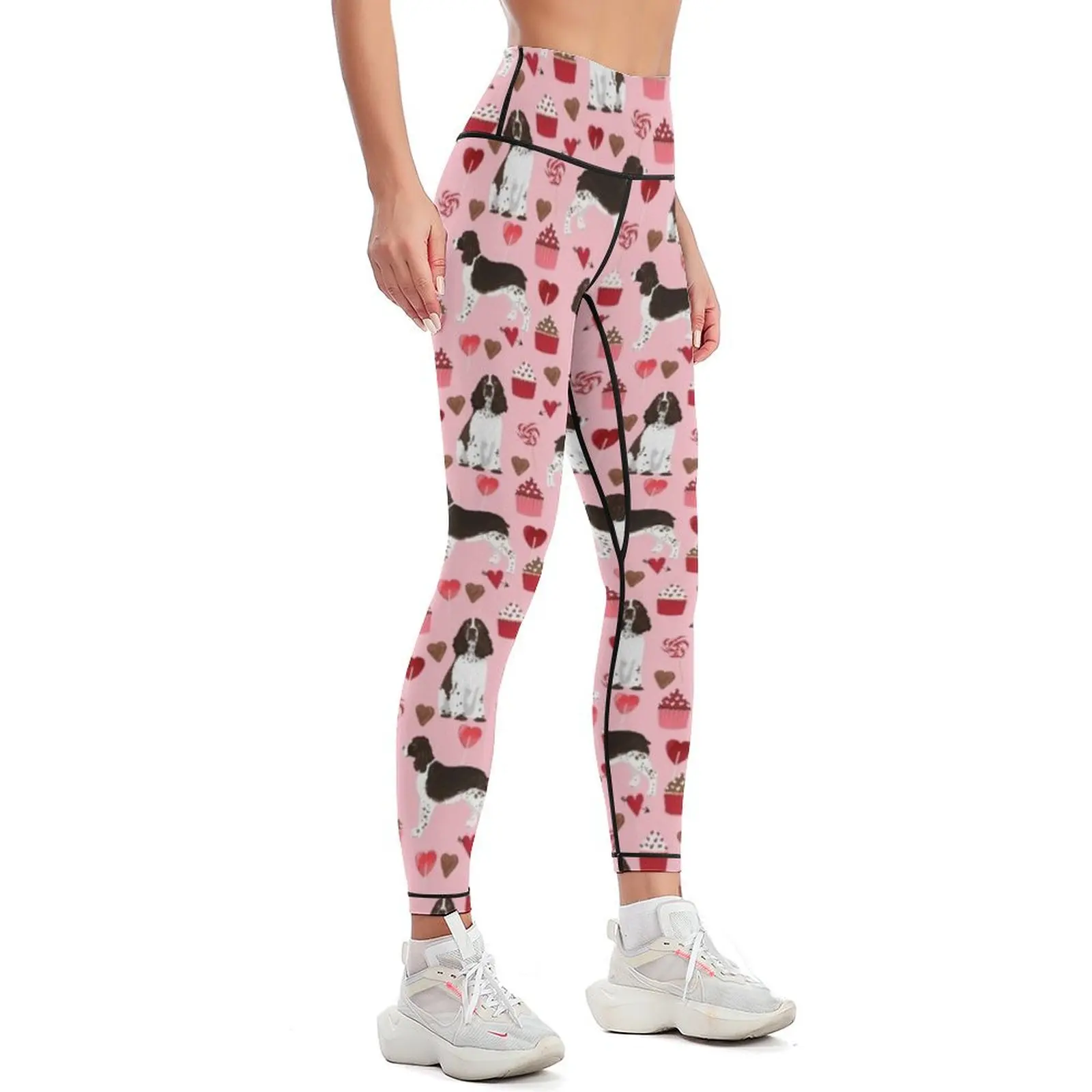 English Springer Spaniel love hearts valentines day gifts for dog person pet friendly pet portrait Leggings