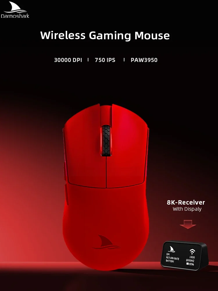 

Беспроводная игровая компьютерная мышь Darmoshark, PAW3920, частота полировки 30000 точек на дюйм, 8000 Гц, проводная Bluetooth-подсветка RGB для ноутбука
