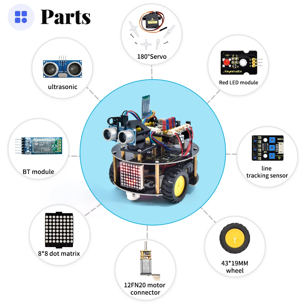 Imagem -05 - Keyestudio-multifunções Smart Little Turtle Robot Car para Crianças Kit Robô Programável Stem Toy V3.0 para Arduino