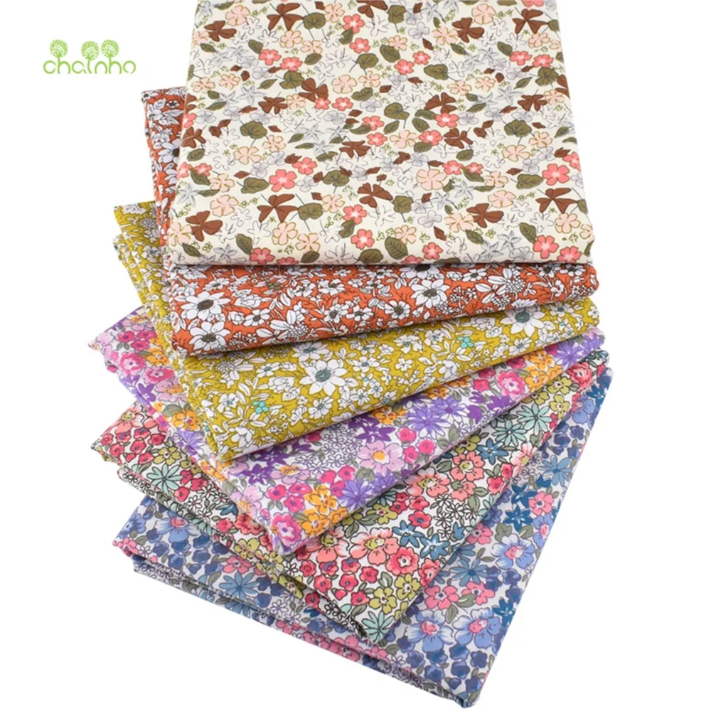 

Chainho, поплиновая хлопковая ткань с принтом полотняного переплетения, материал для шитья своими руками, ткань для лоскутного шитья, цветочная серия, 3 размера, 15 шт.85