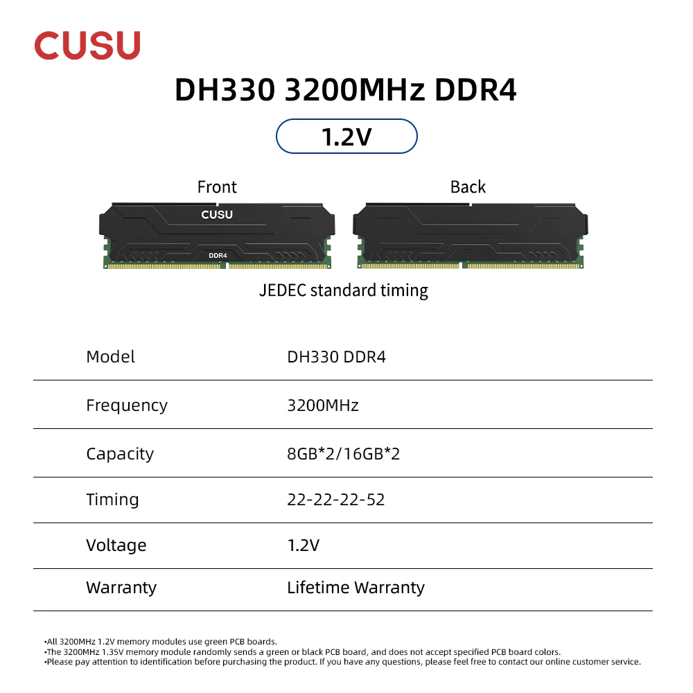 CUSU Ram DDR4 Memory 16GB ( 8GB x2) 32GB (16GBx2) DDR4 3200MHz