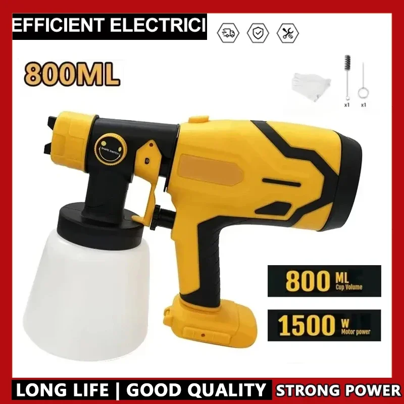 

800ML CordlessFit Dewalt Electric Spray Gun Portable Paint Sprayer High Power Auto Furniture Coating Airbrush For 18V Battery