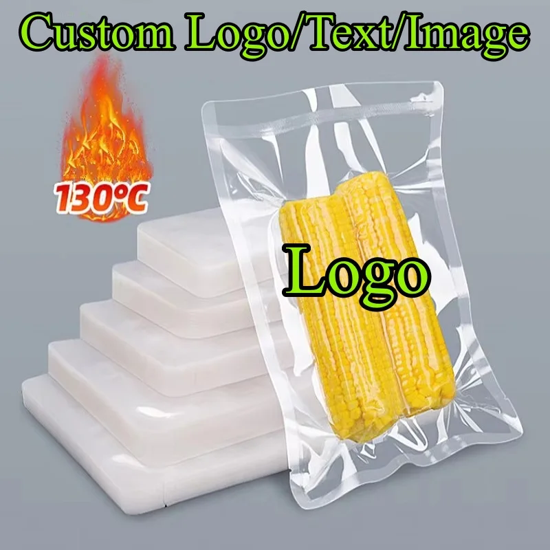 

100 шт. -30 ℃ ~130 ℃ Высокотемпературные прозрачные пакеты для вакуумной упаковки с открытым верхом, с возможностью нанесения логотипа, для мяса, курицы, говядины, замороженных продуктов, пригодные для разогрева, пакеты для приготовления пищи