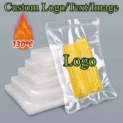100PCS -30℃~130℃ High Temp Clear Vacuum Packaging Bag DIY Logo Open Top Meat Chicken Beaf Frozen Heatable Cooking Pouches
