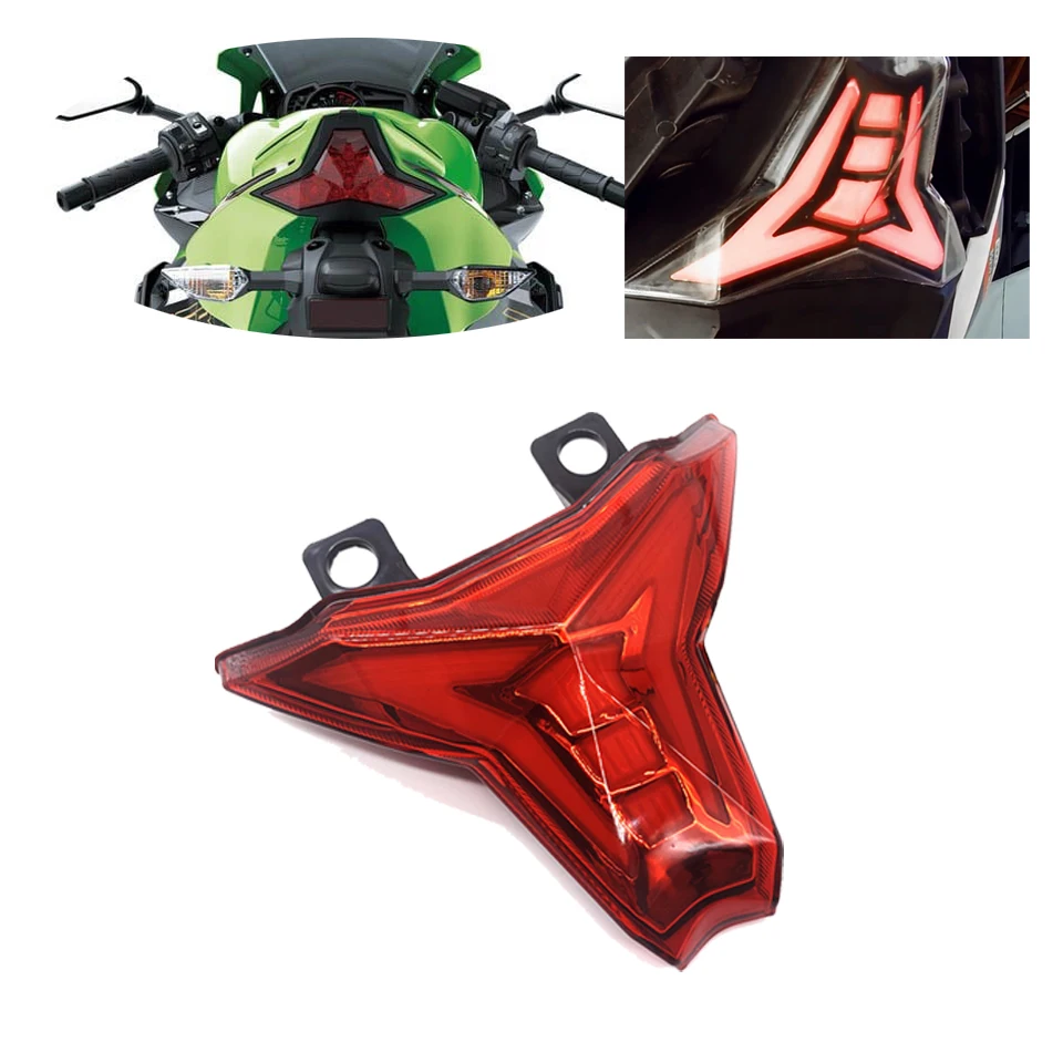 Fit for Kawasaki Ninja ZX10R ZX6R ZX25R ZX-6R ZX-10RR 2019-2022 Motorcycle LED Rear Brake Light Turn Signal Integrated Taillight